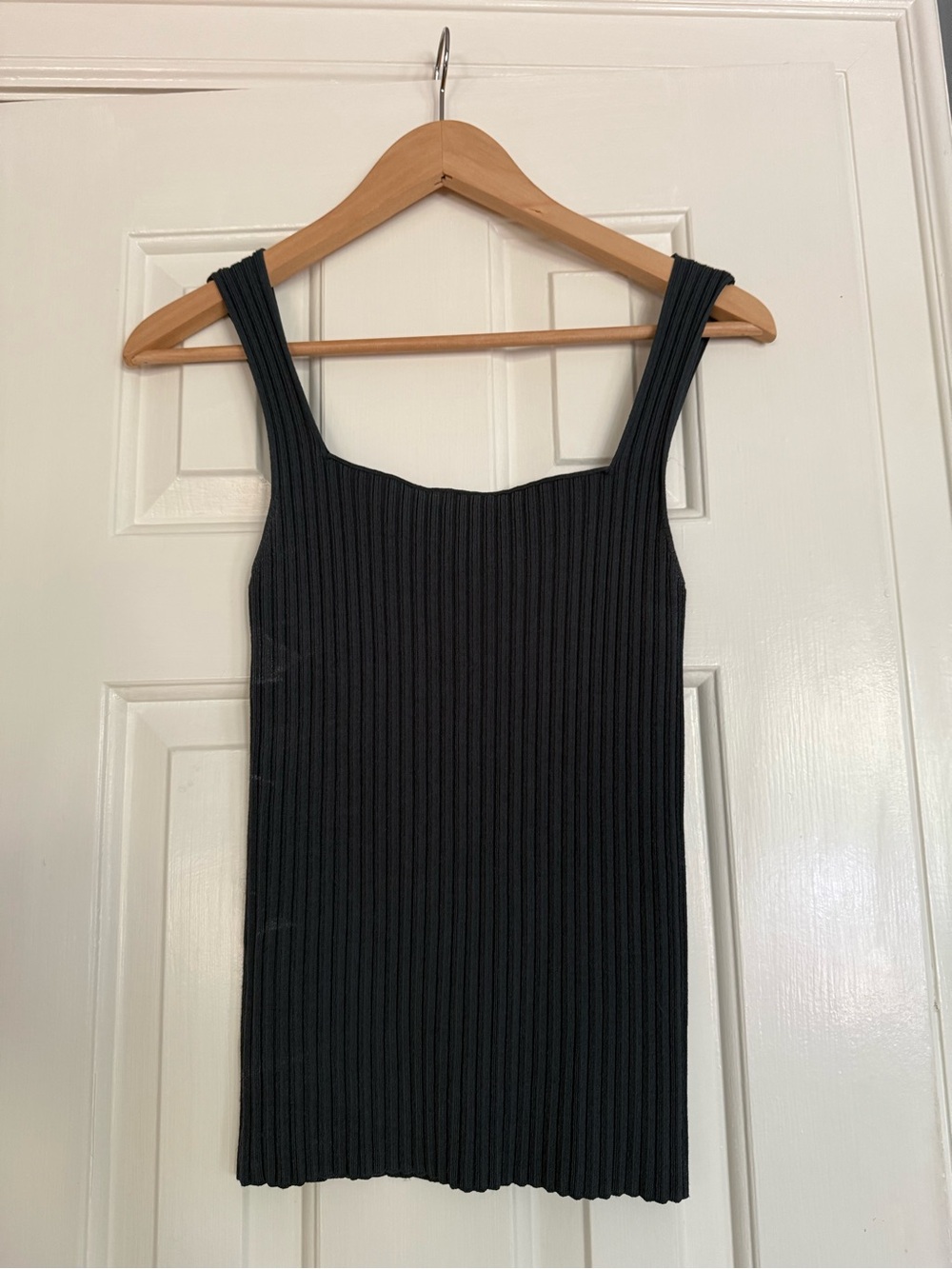 MM Lafleur Dark Green Ribbed Knit Tank Top